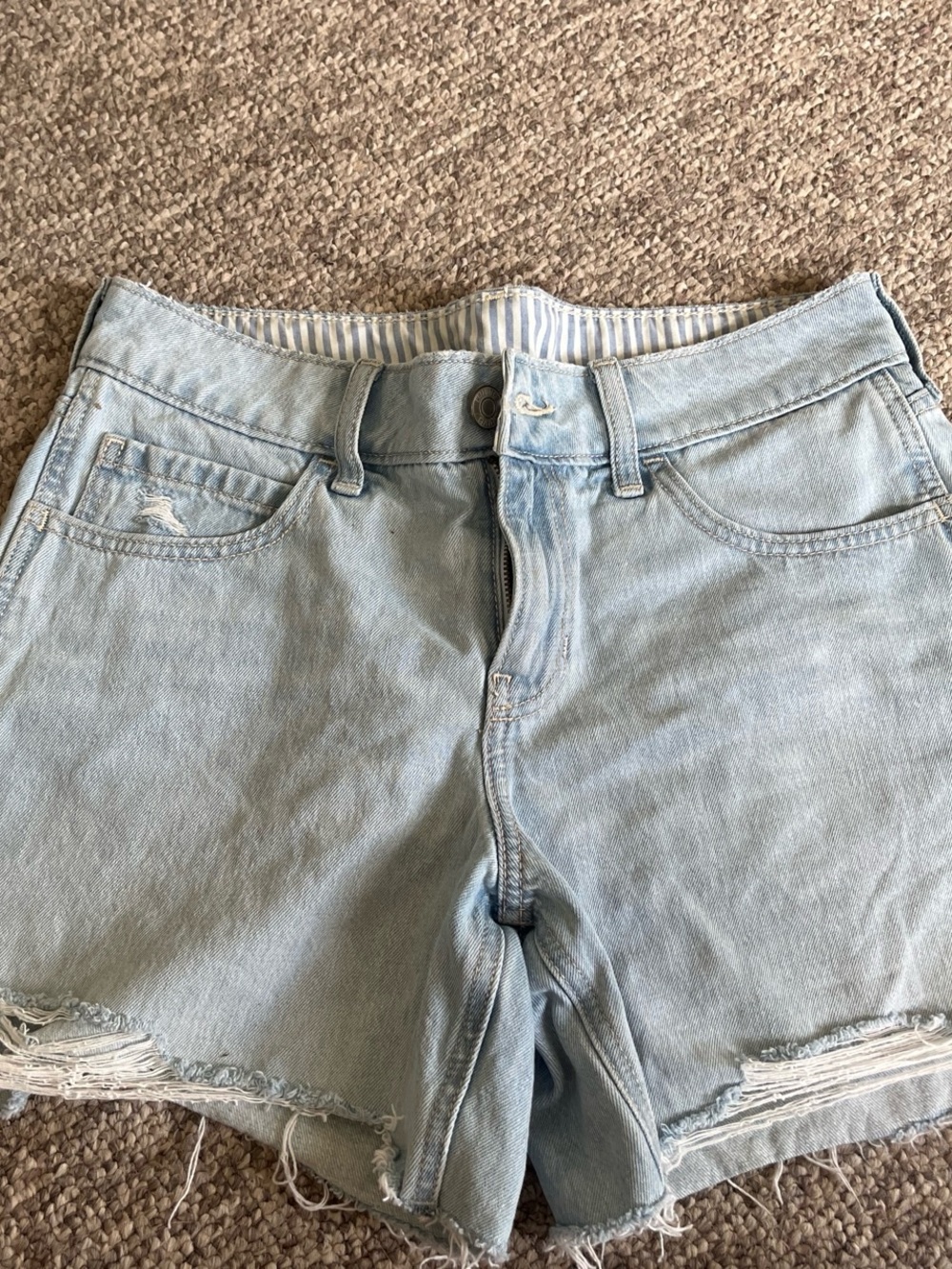 Hollister Light Blue Distressed Denim Jean Shorts